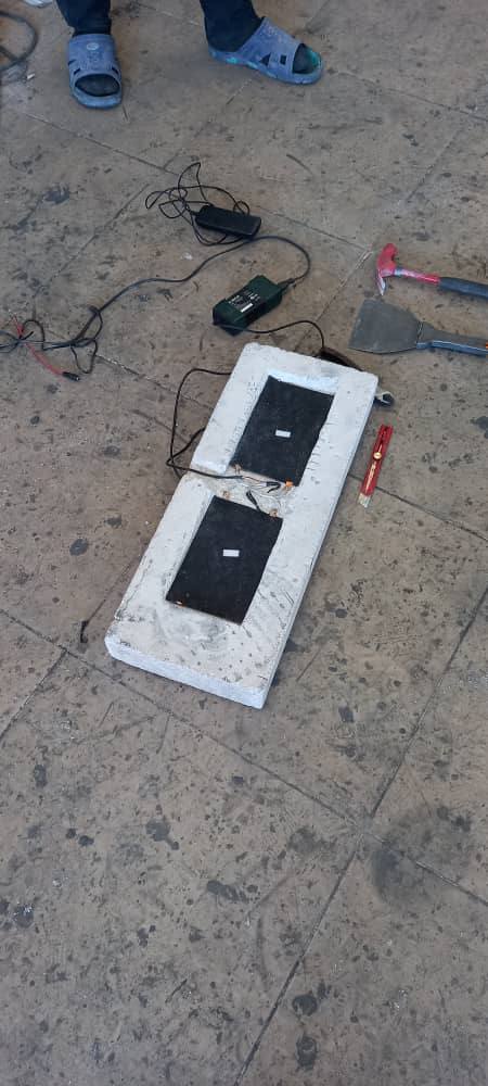 Heating-pad prototype on an insulation block