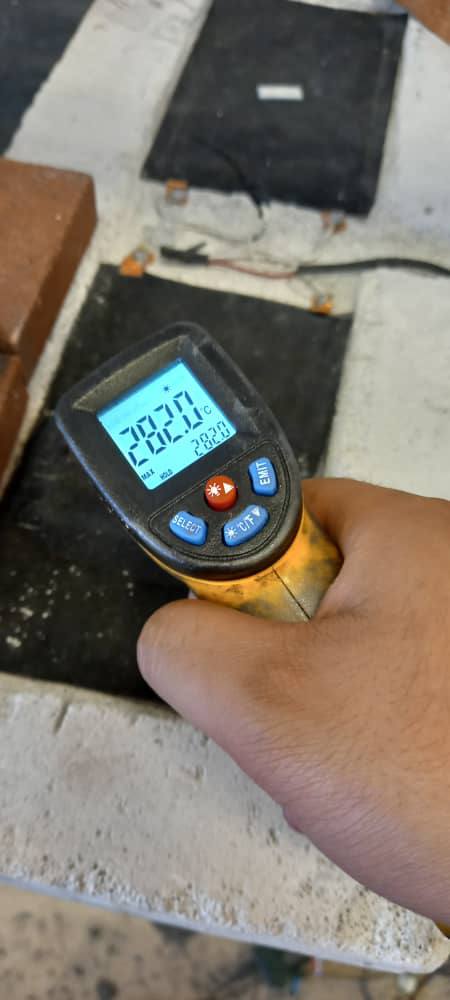 Infrared thermometer test of the heating element
