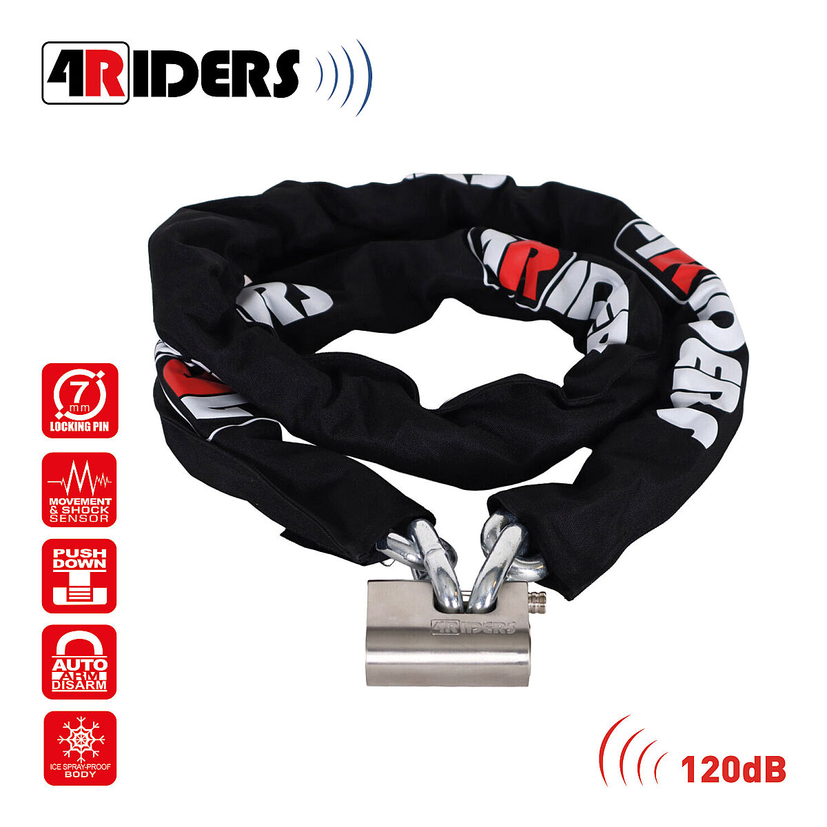 4Riders Bodyguard Pro 14x200cm Kesilmez Zincir Alarmlı Kilit (14mm)