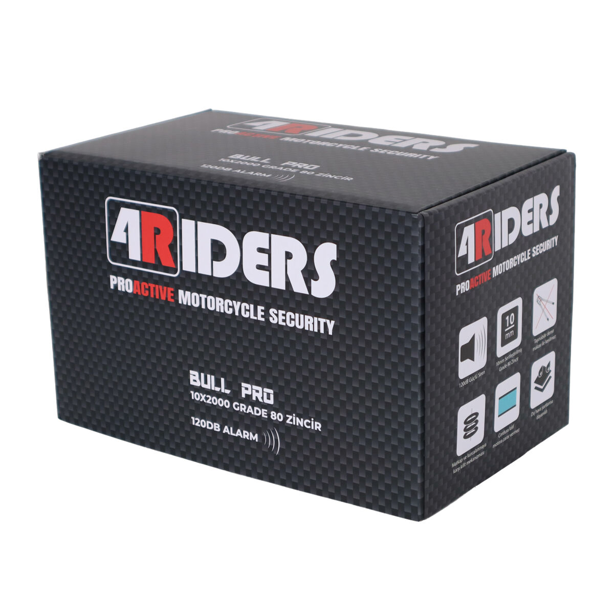 قطعات موتورسیکلت 4Riders Bull Pro 10x200cm Kesilmez زنجیر آلارم‌دار قفل (10mm)