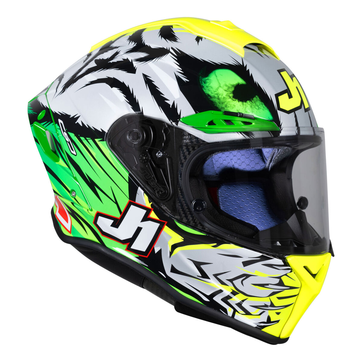 Just1 J-GPR Animal Replica Kapalı Motorcycle Helmet Black / Grey / Yellow / YeşIl
