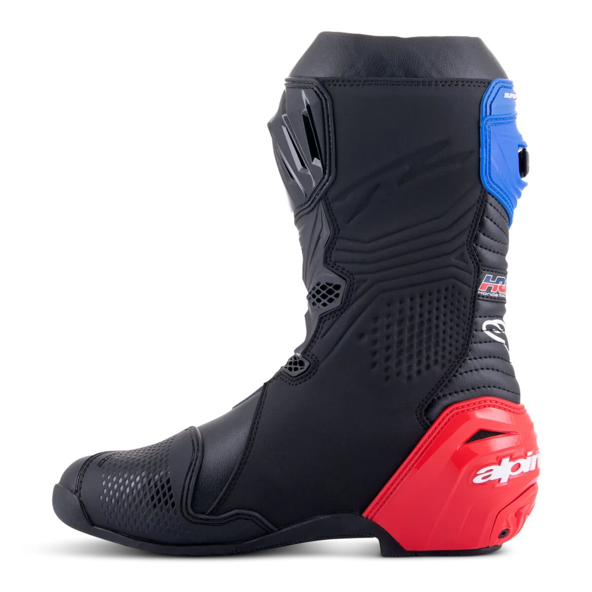 Alpinestars Honda Supertech R Korumalı Motosiklet Botu Siyah / Kırmızı / Beyaz / Mavi
