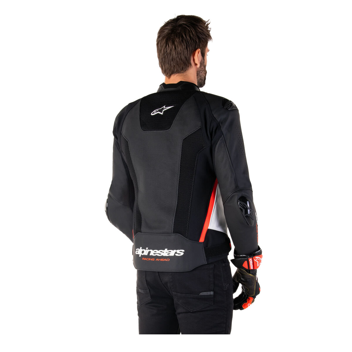 Alpinestars Missile V3 Airflow Leather Protective Motorcycle Jacket Black / White / Red