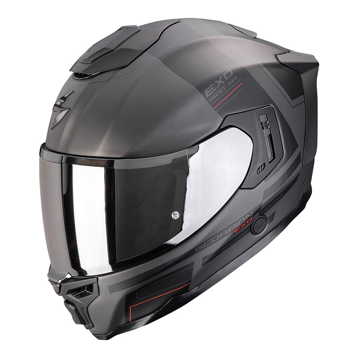 کلاه ایمنی موتورسیکلت Scorpion EXO-1500 Air Dual تمام‌صورت مات مشکی / خاکستری / قرمز