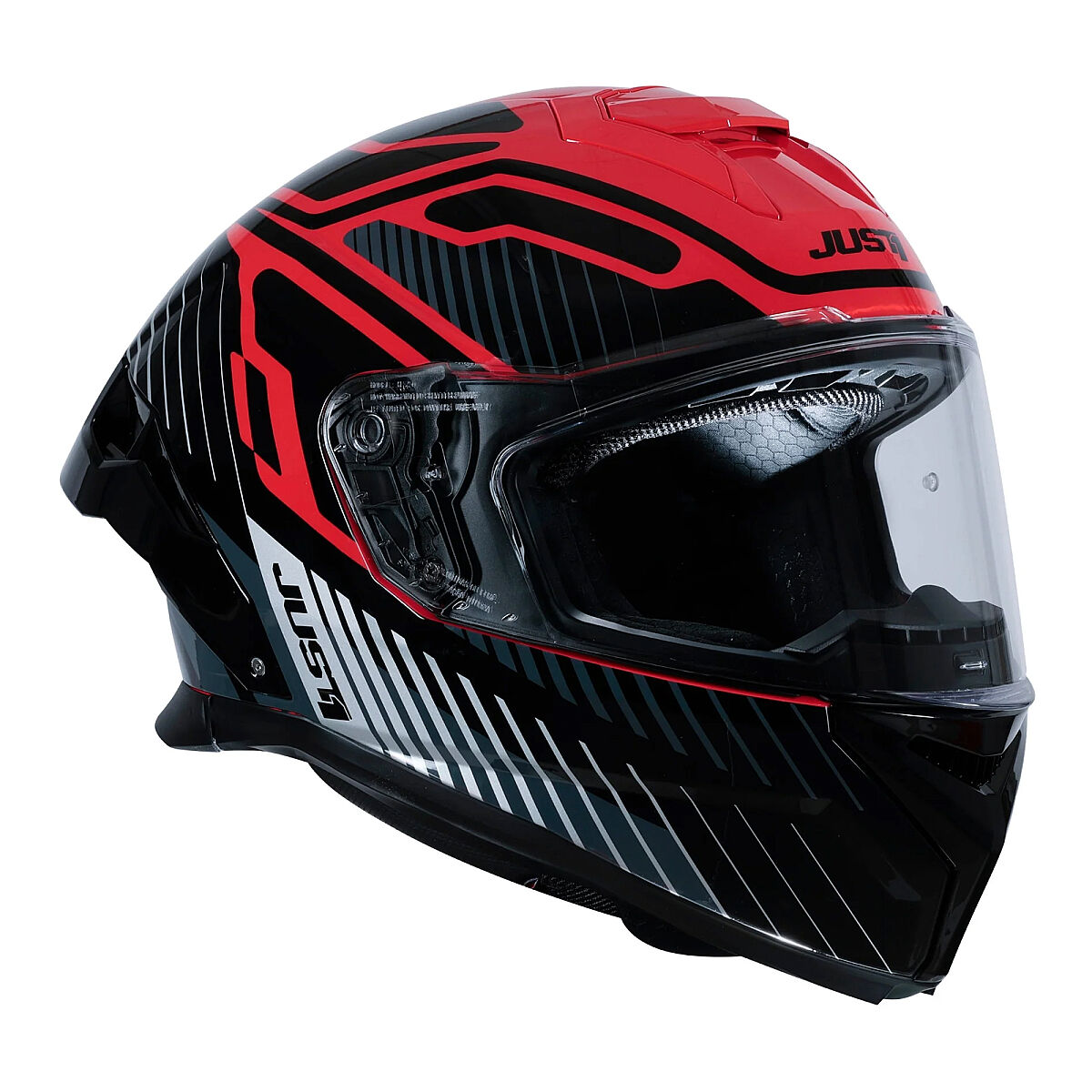 Just1 J-STR Tactical Kapalı Motorcycle Helmet Red / Silver