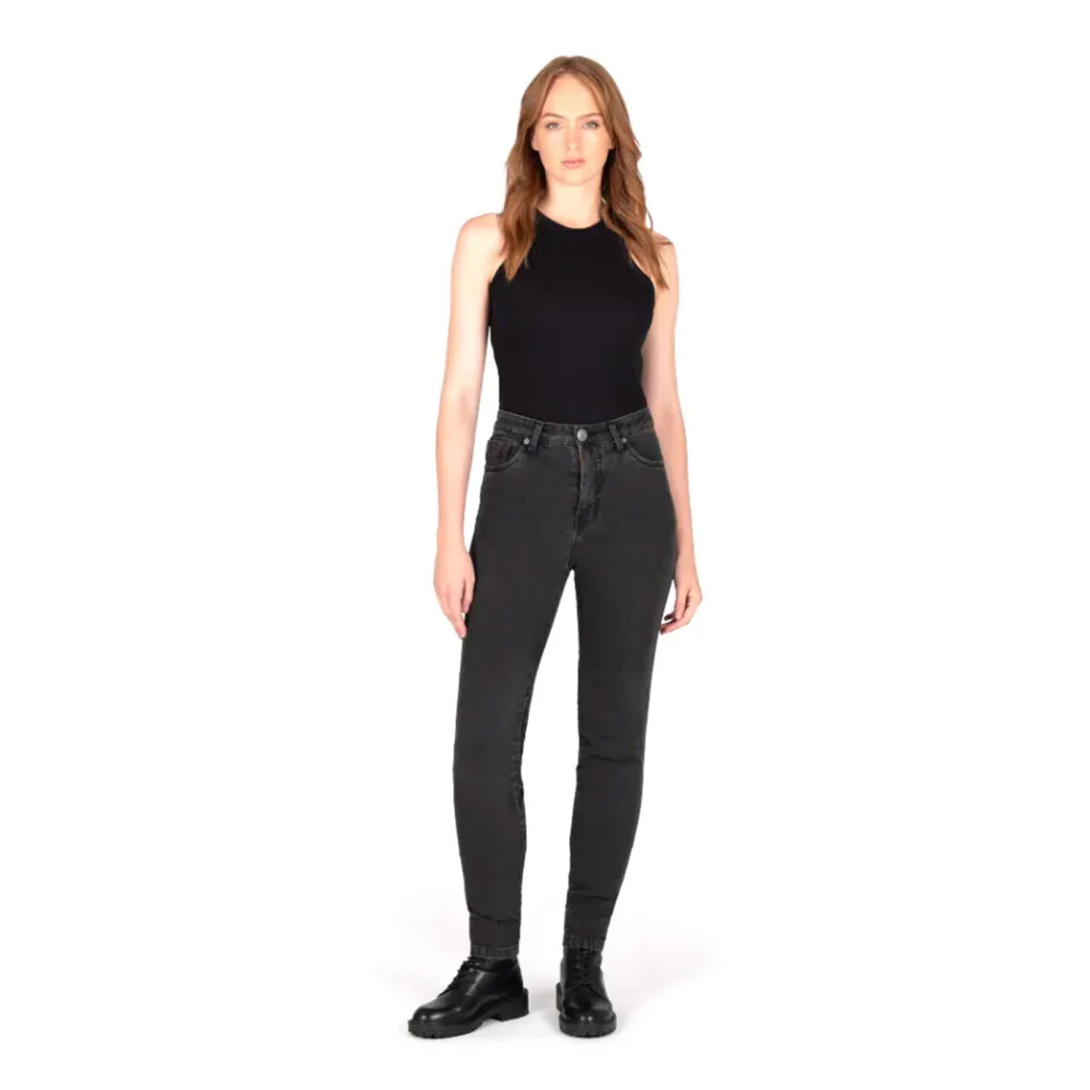 Knox Colton Skinny-Fit Protective Denim Women Motorcycle Pants Dark Grey