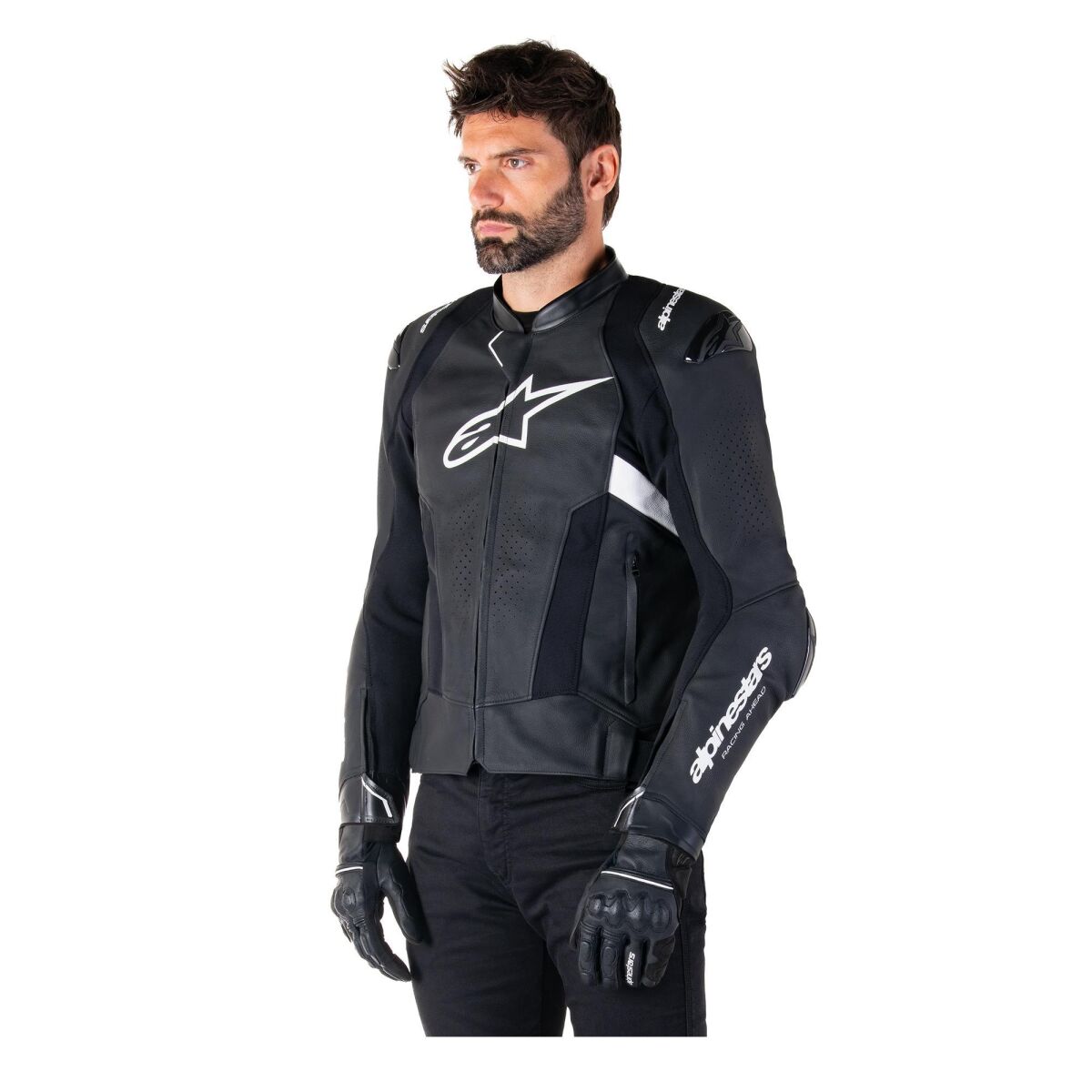 Alpinestars Missile V3 Airflow Leather Protective Motorcycle Jacket Black / White