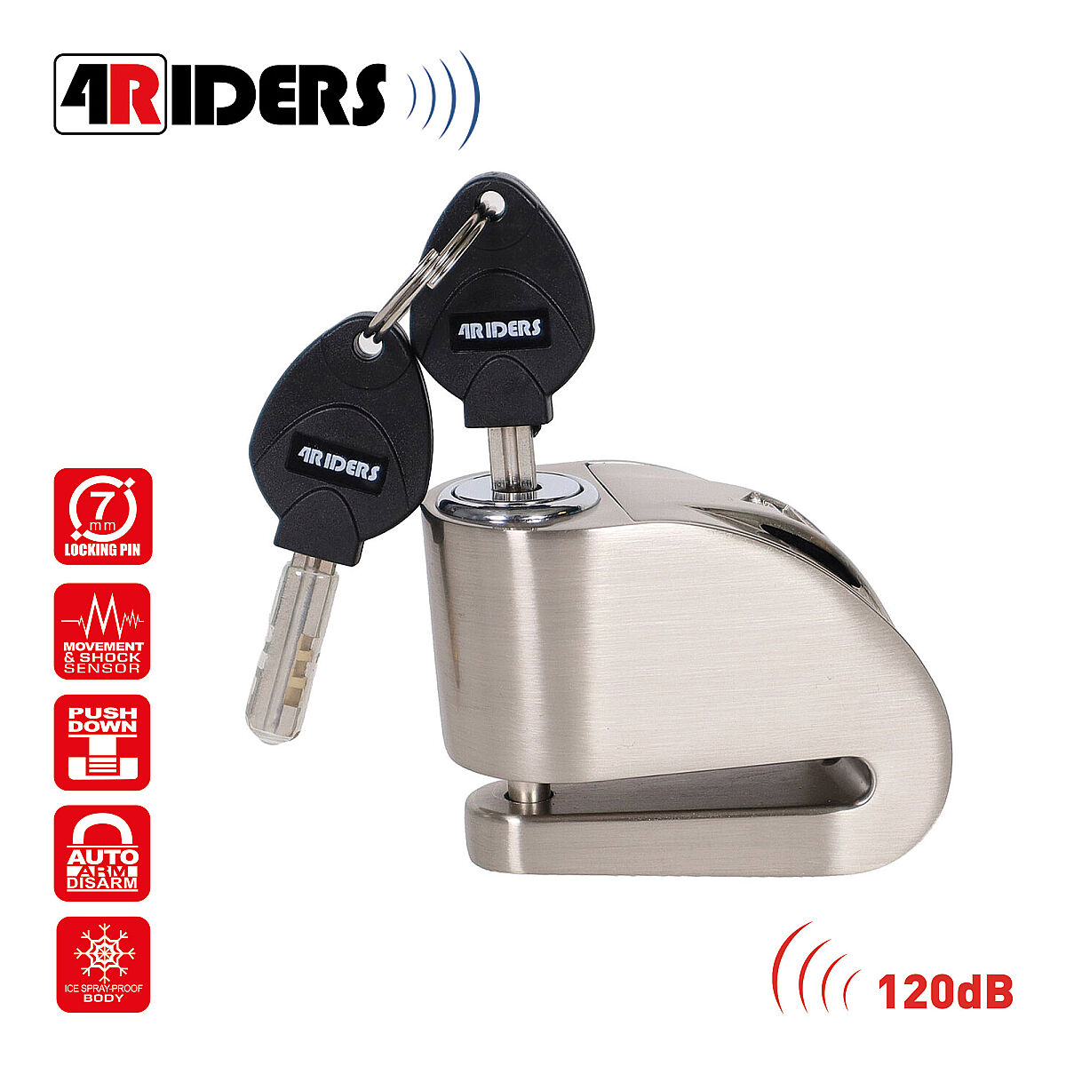 قطعات موتورسیکلت 4Riders Bull Disc 6mm آلارم‌دار Disk Kilidi
