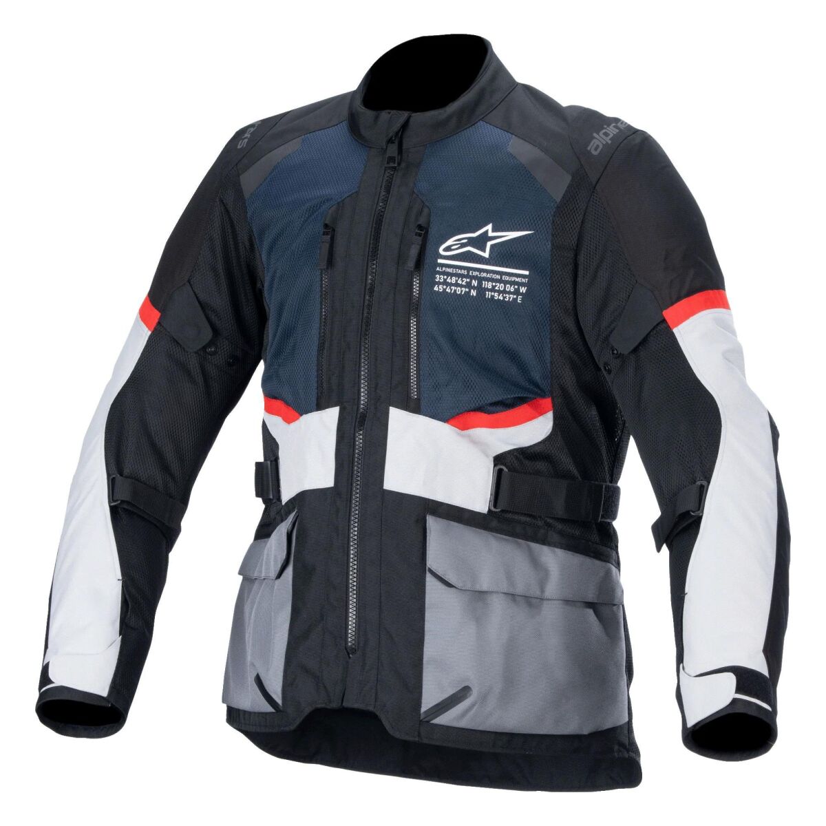 کاپشن موتورسیکلت Alpinestars Andes Air Drystar محافظ‌دار مشکی / خاکستری / آبی