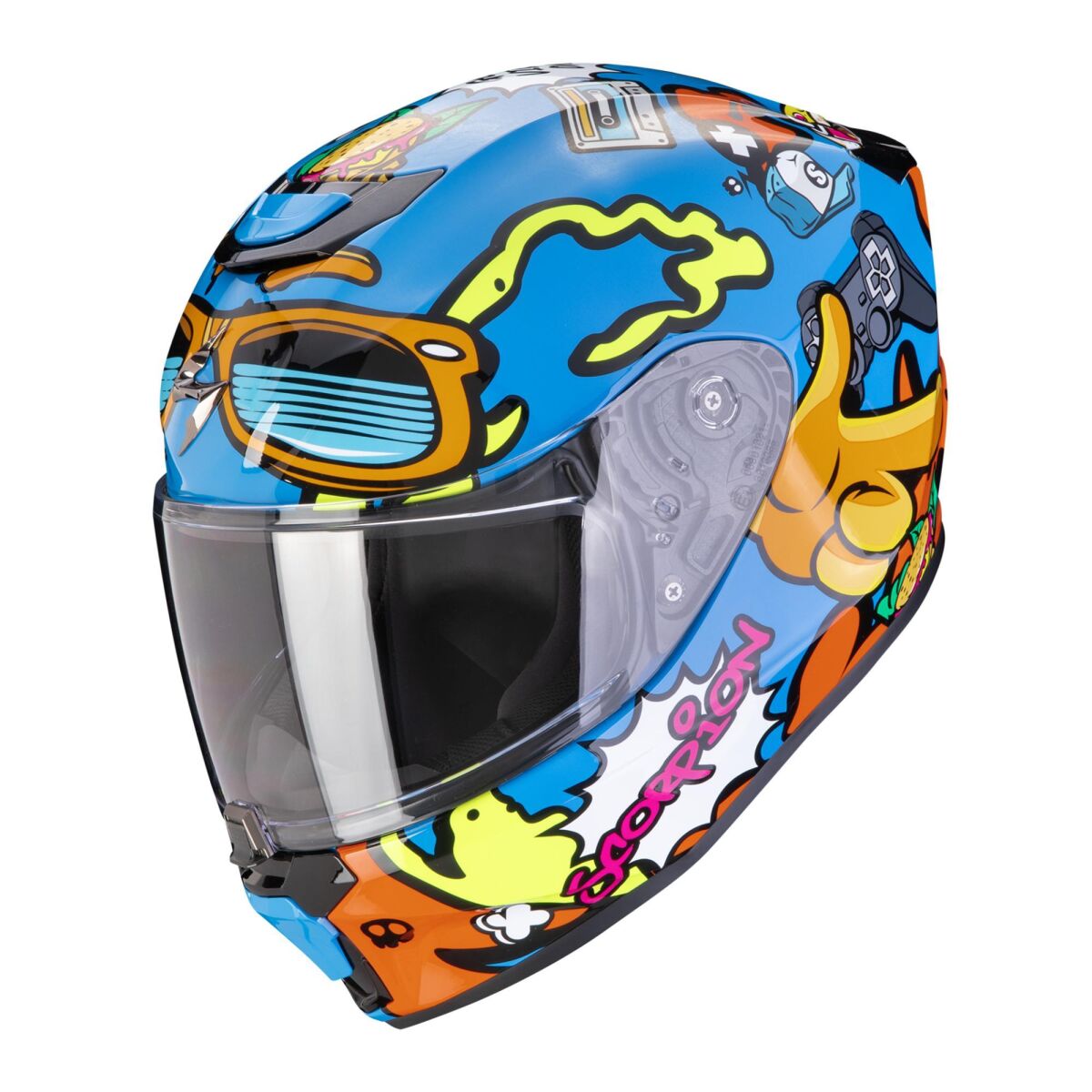 Scorpion EXO-JNR Air FUN Kapalı Çocuk Motosiklet Kaskı Mavi/Oranj
