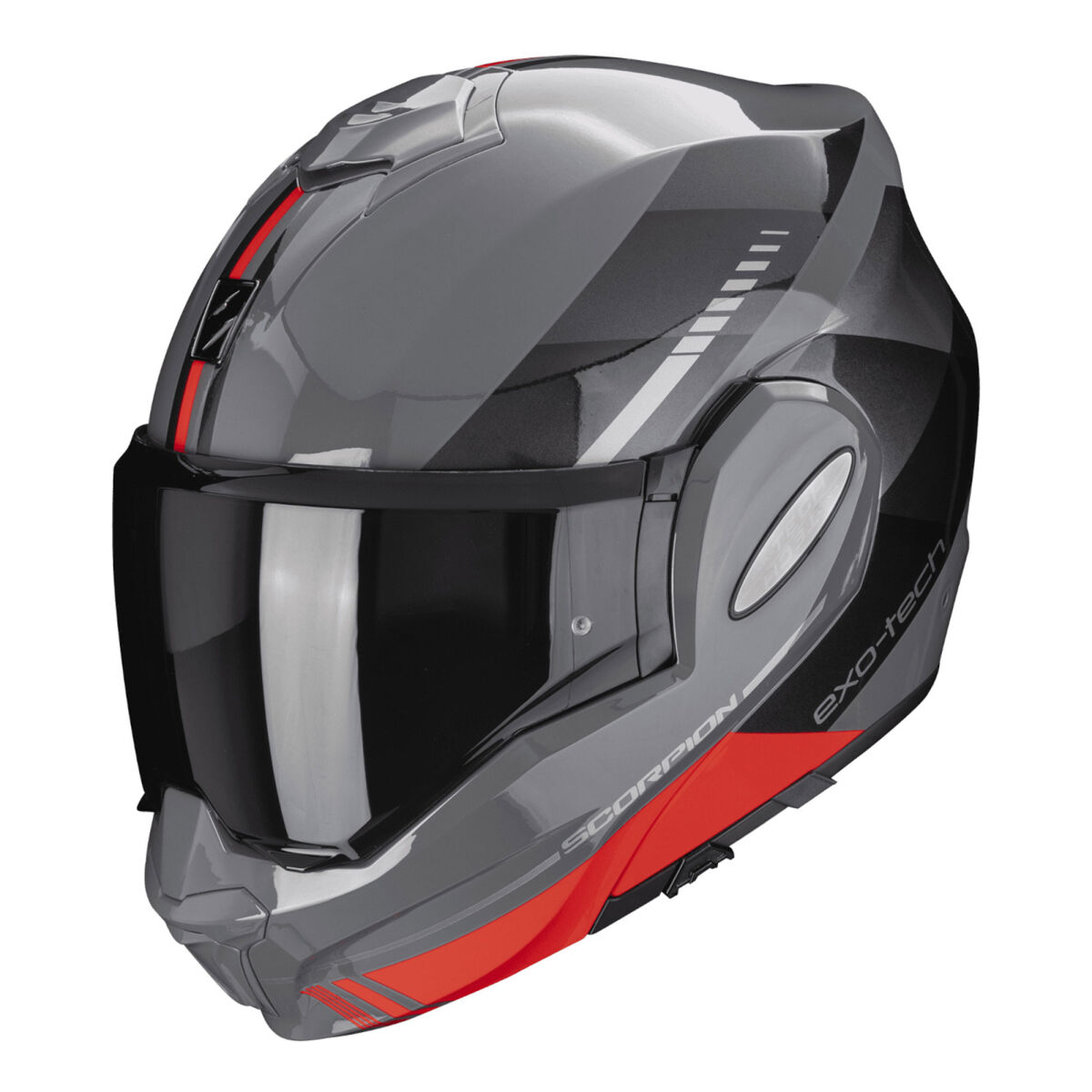 کلاه ایمنی موتورسیکلت Scorpion Exo-Tech Evo Genre فک بازشو خاکستری / مشکی / قرمز