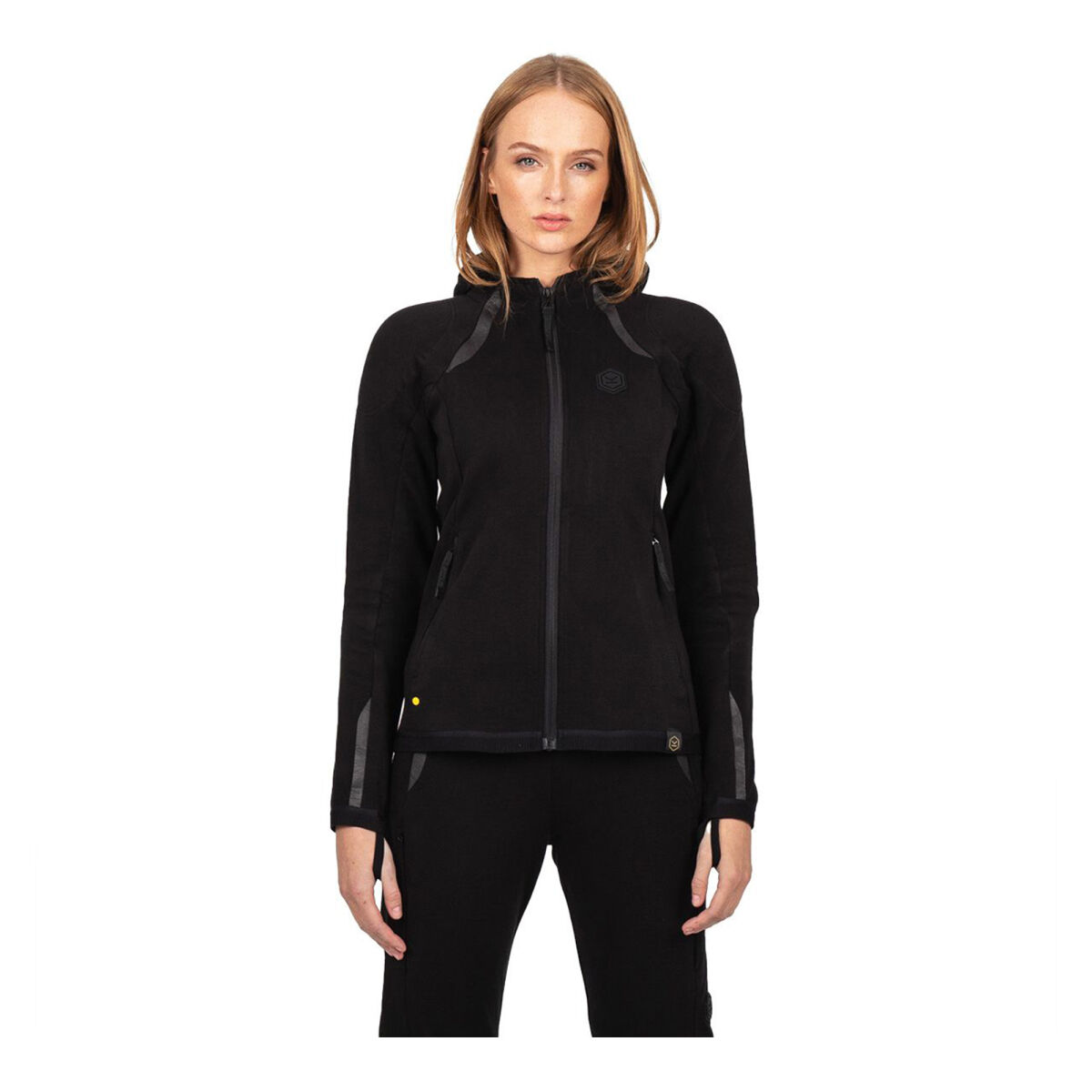 کاپشن موتورسیکلت Knox Shield Hoody (AAA) محافظ‌دار کلاه‌دار زنانه مشکی