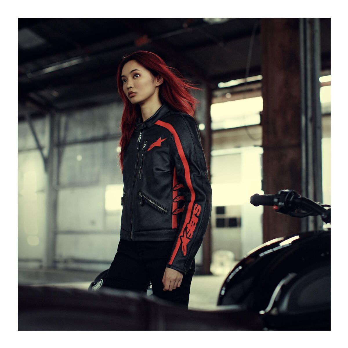 کاپشن موتورسیکلت Alpinestars Stella Dyno محافظ‌دار زنانه مشکی / قرمز