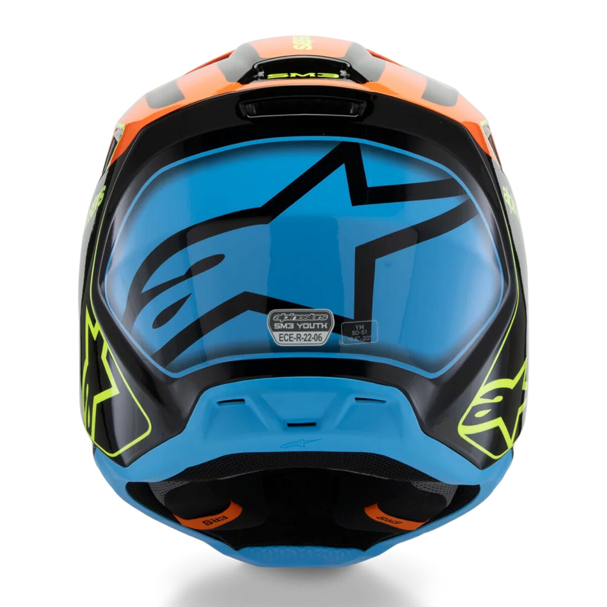 کلاه ایمنی موتورسیکلت Alpinestars SM3 Youth Fray آفرود کودک نوجوان مشکی / آبی / نارنجی