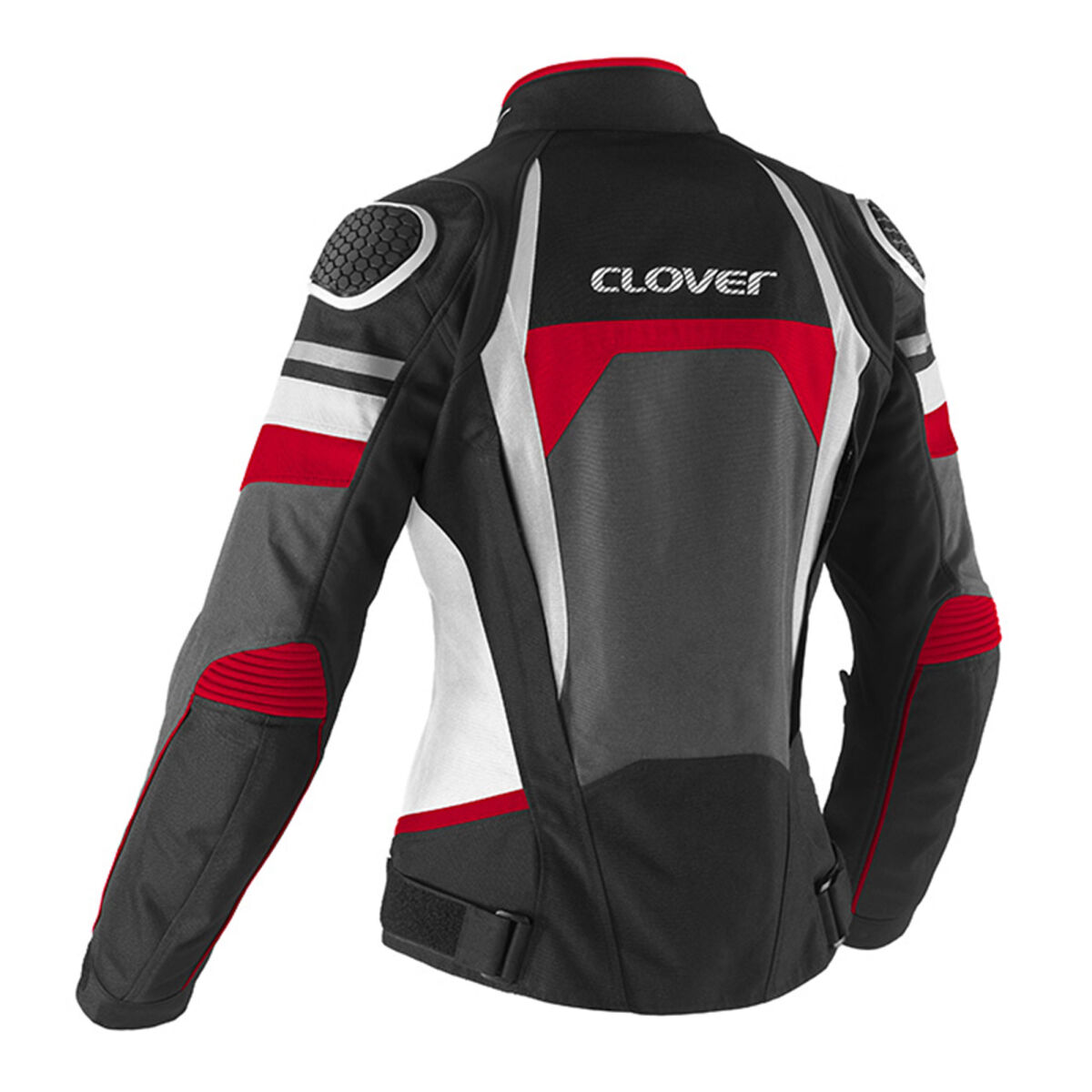 کاپشن موتورسیکلت Clover Airblade-5 محافظ‌دار زنانه مشکی / سفید / قرمز