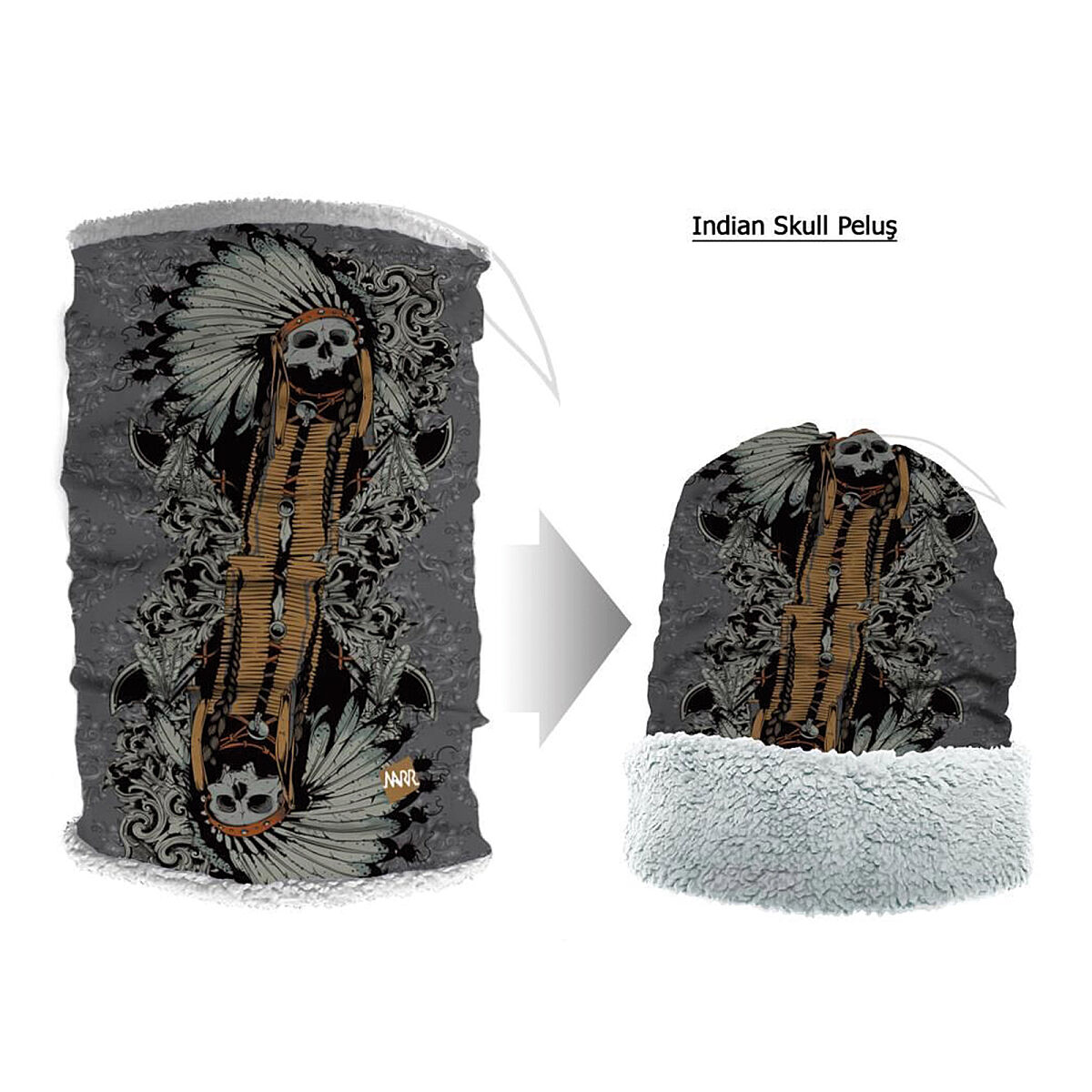 Narr Indian Skull Peluş Neck Tube