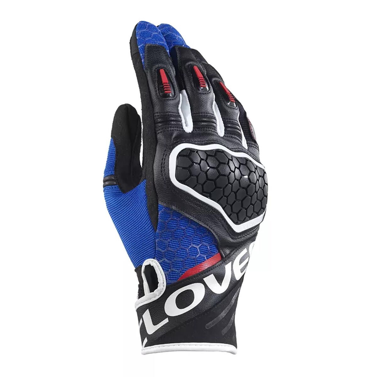 دستکش موتورسیکلت Clover Predator-2 محافظ‌دار مشکی / آبی