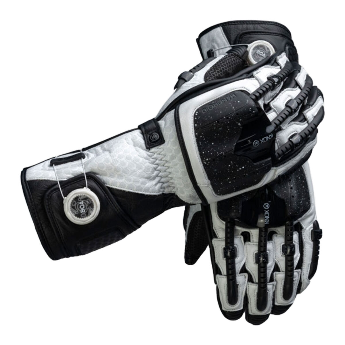 Knox Handroid MK5 Korumalı Deri Motosiklet Eldiveni Siyah / Beyaz