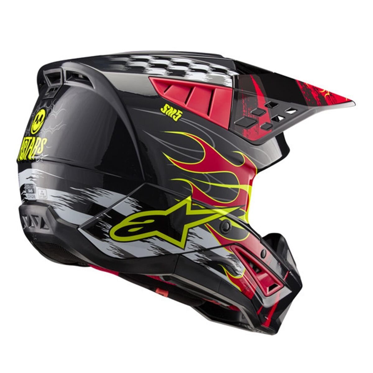 Alpinestars SM5 Action 2 Off-Road Kaskı Kırmızı / Mavi / Sarı