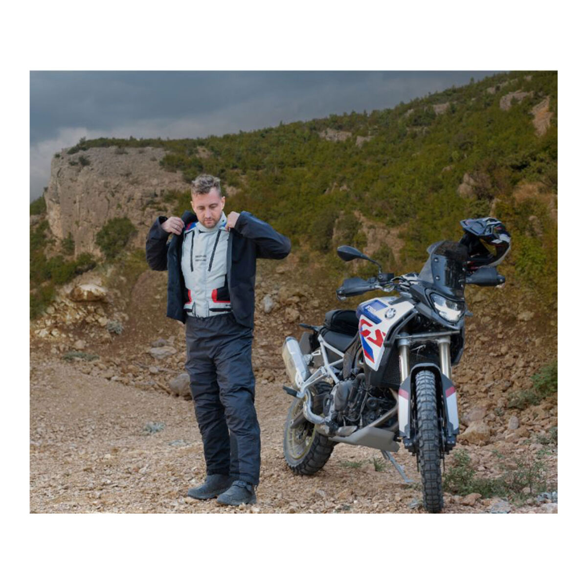 Held Hakuna Matata 3 Adventure Korumalı Motosiklet Montu (Kısa) Gri / Mavi