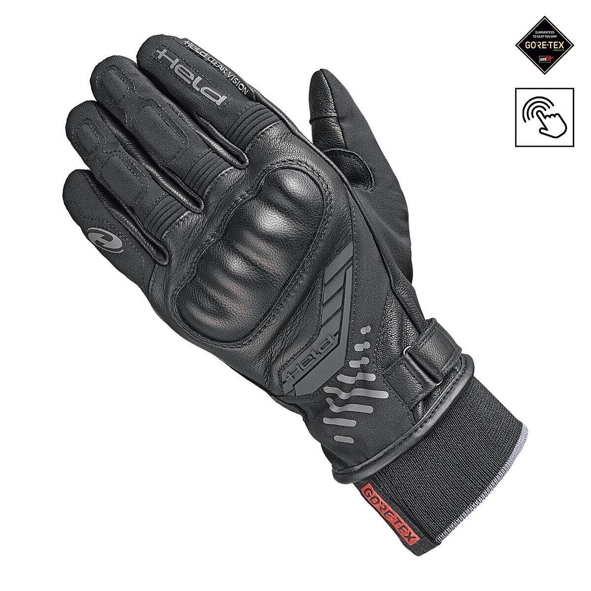 Held Madoc Gore-Tex Korumalı Motosiklet Eldiveni (Uzun Parmak) Siyah
