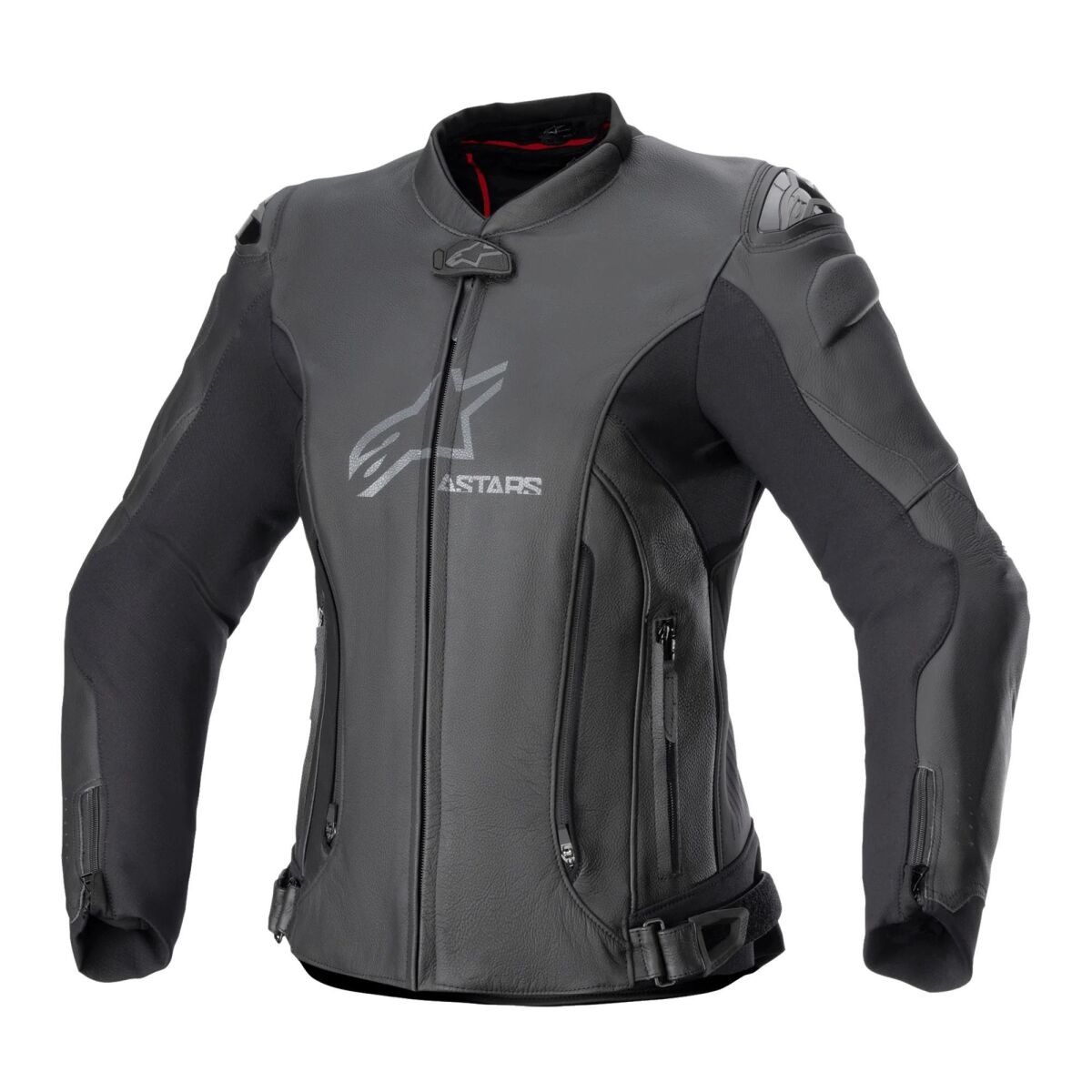 Alpinestars Stella GP Plus V4 Deri Korumalı Kadın Motosiklent Montu Siyah / Siyah