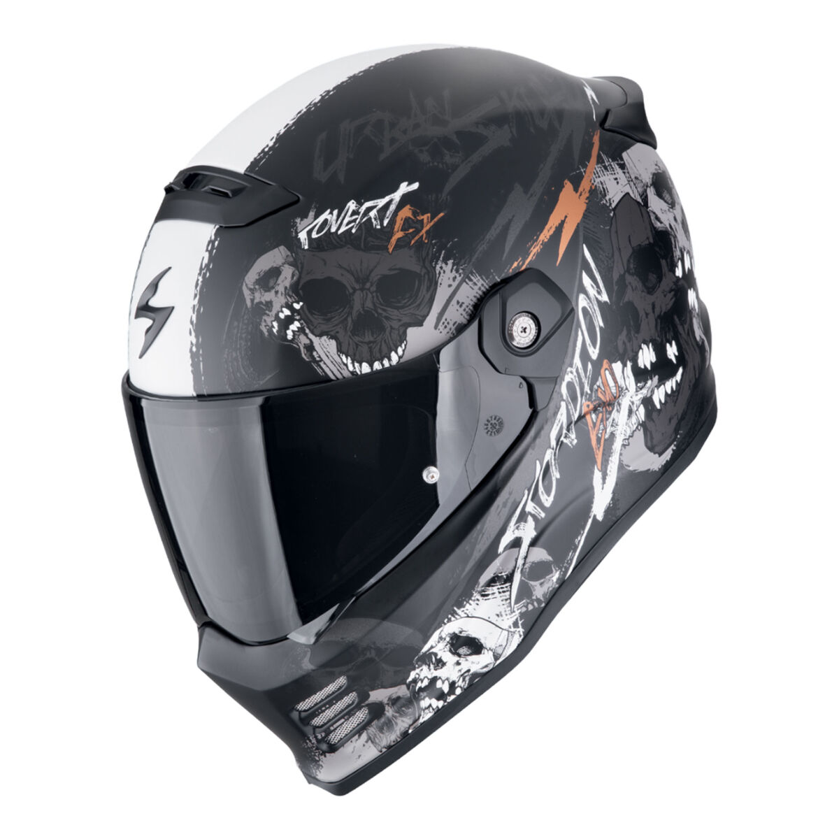 Scorpion Covert FX Skullz Kapalı Motosiklet Kaskı Mat Siyah / Gri / Altın