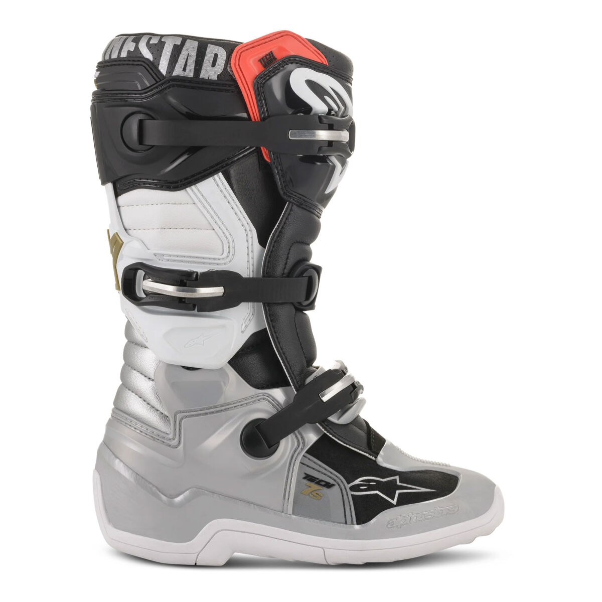 Alpinestars TECH 7S Kros Çocuk Motosiklet Botu Siyah / Gri / Beyaz / Altın