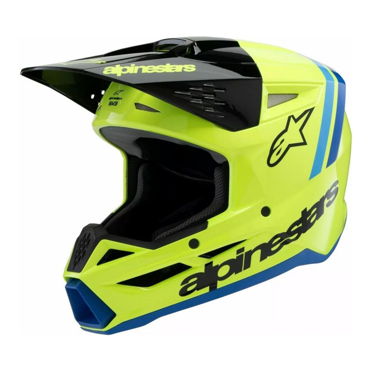 Alpinestars SM3 Youth Radium Off-Road Çocuk Genç Motosiklet Kaskı Sarı / Siyah / Mavi