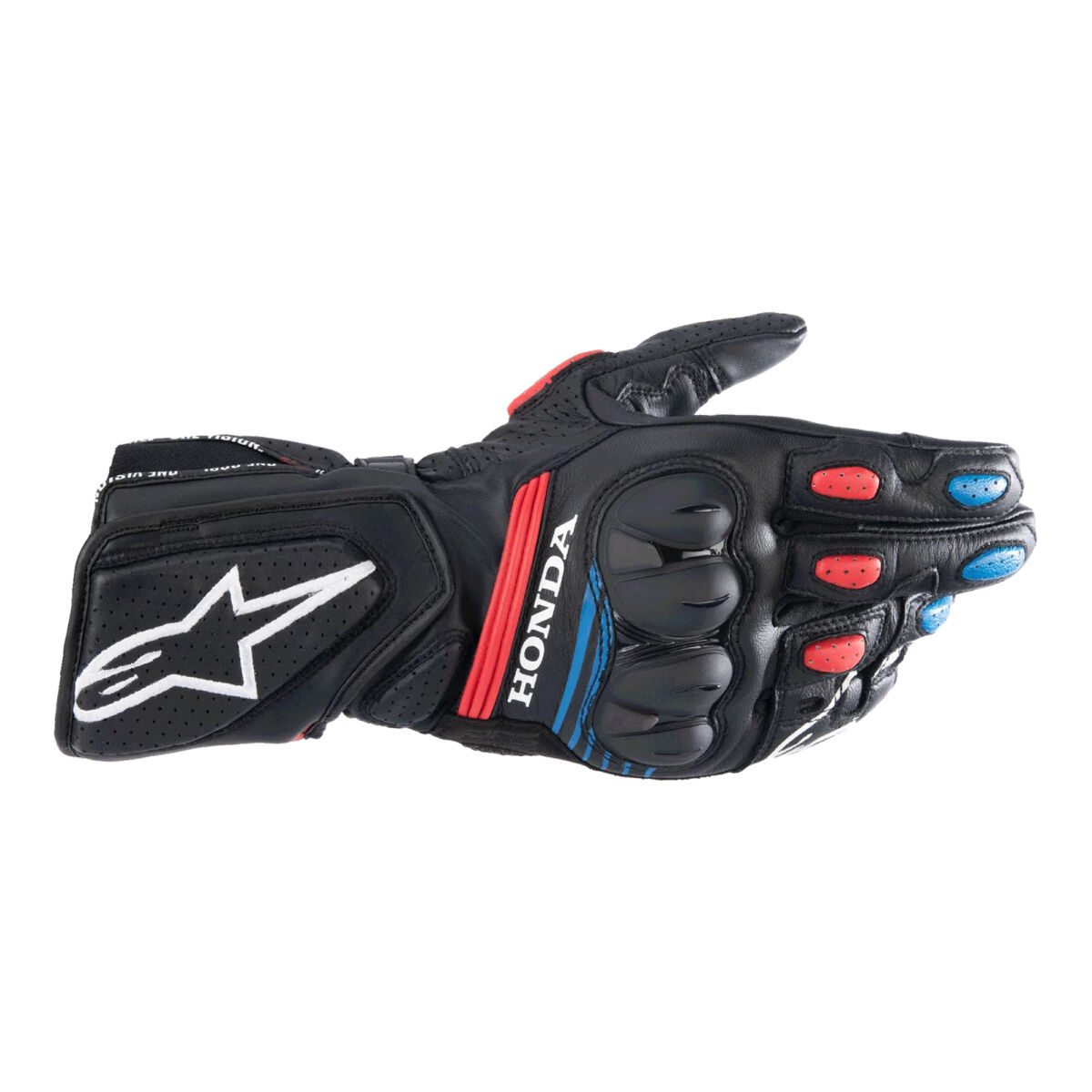 دستکش موتورسیکلت Alpinestars Honda SP-8 V3 محافظ‌دار مشکی / قرمز / سفید / آبی