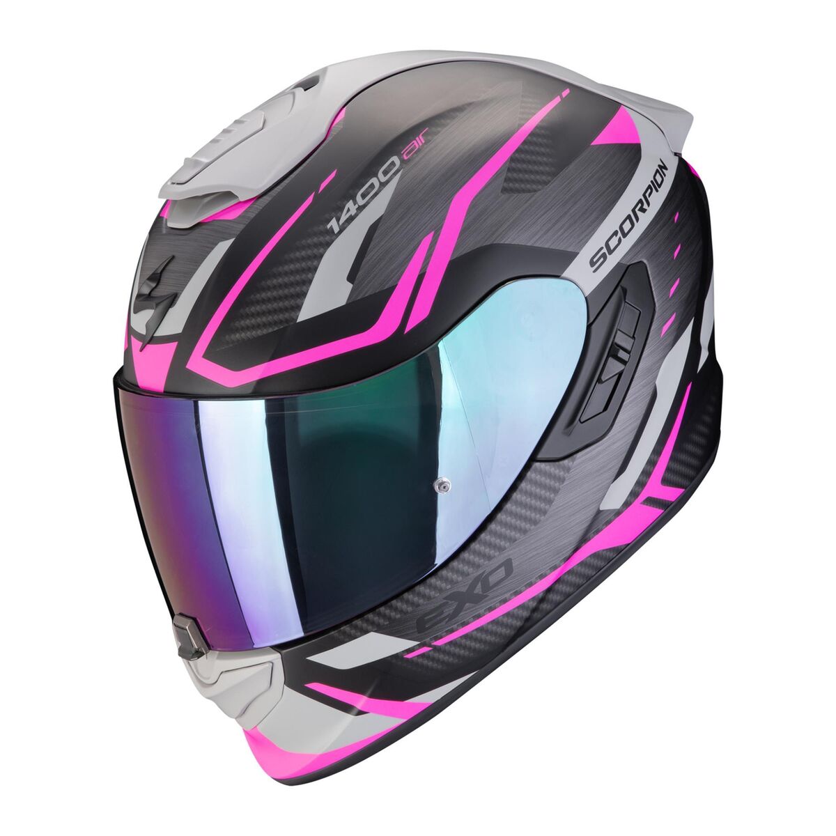 کلاه ایمنی موتورسیکلت Scorpion EXO 1400 Evo II Air Linart تمام‌صورت خاکستری / سفید