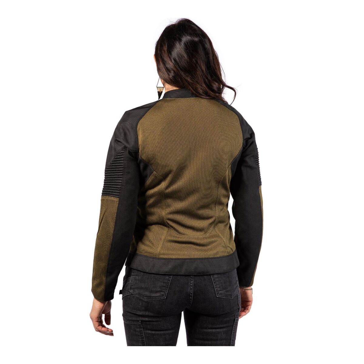 GARAJJ Icon Womens Overlord 3 Mesh Camo Protective Women Motorcycle Jacket Black / YeşIl
