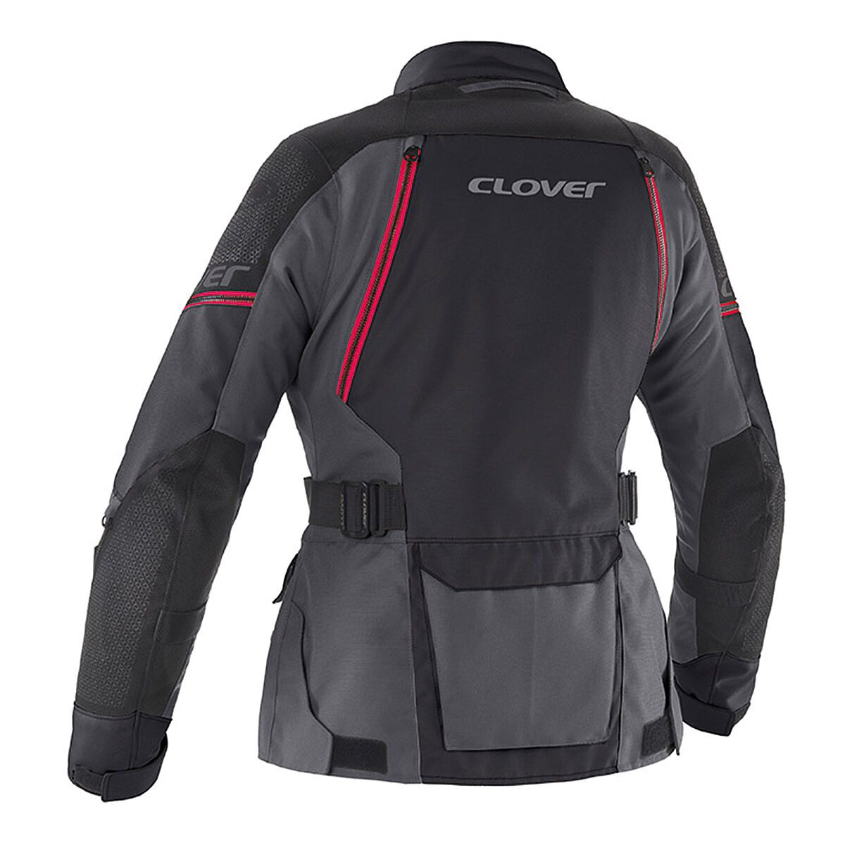 Clover Outland-3 Lady WP Korumalı Kadın Motosiklet Montu Siyah / Kırmızı