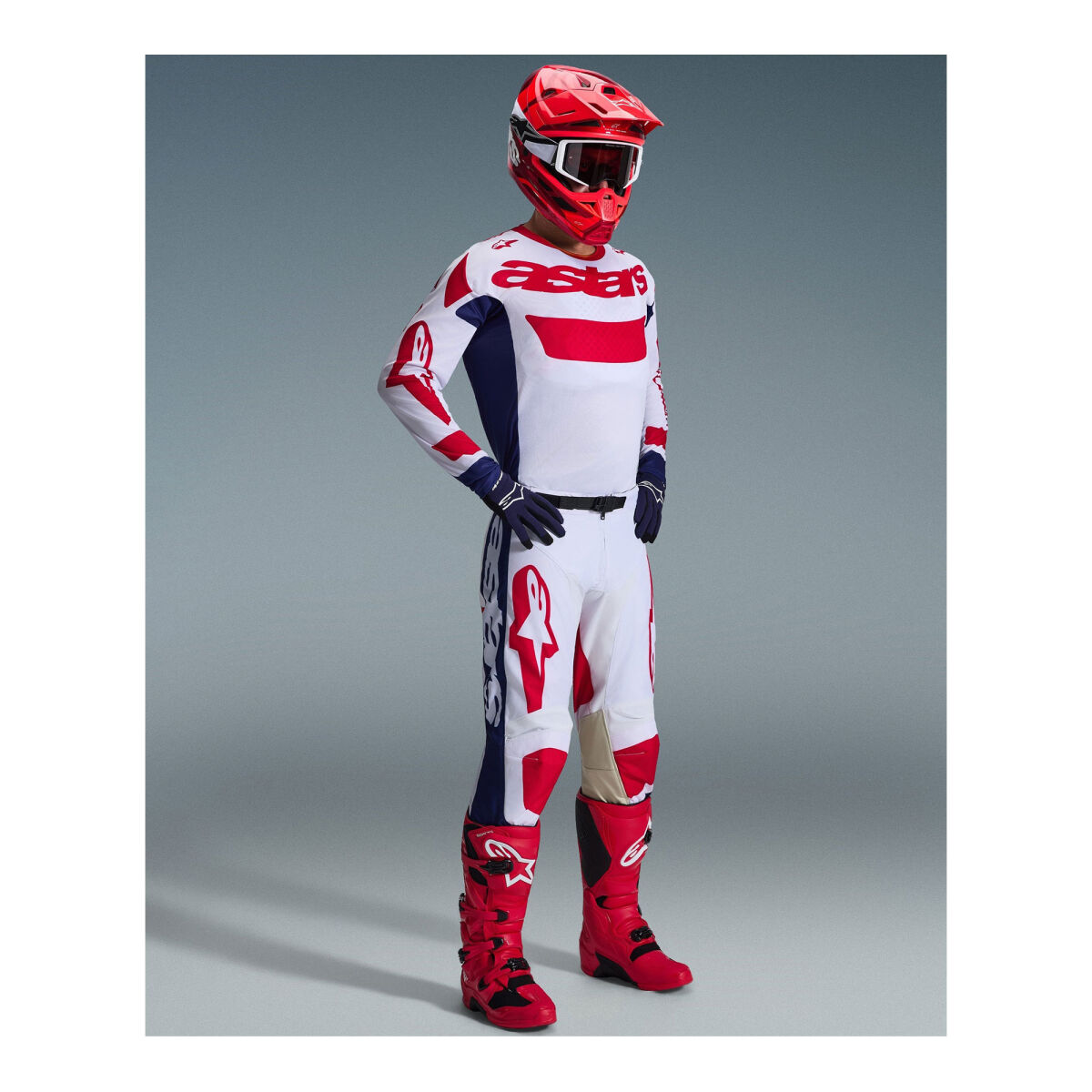 تجهیزات آفرود Alpinestars Racer Riway آفرود موتورسیکلت جرسی سفید / قرمز / مشکی