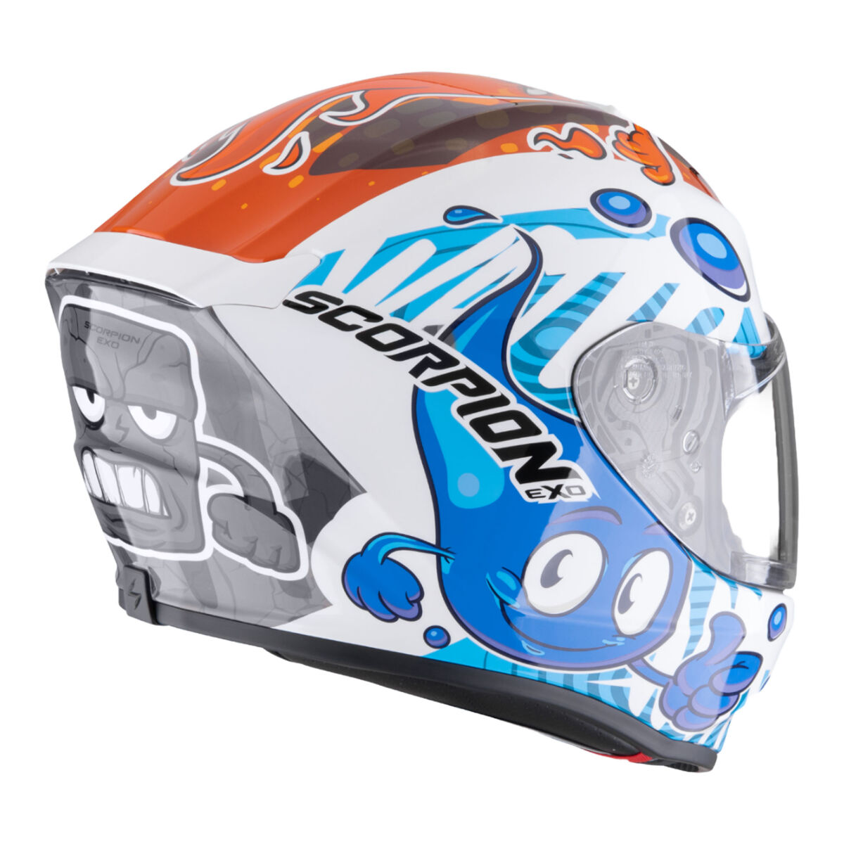 Scorpion EXO-JNR Air THE4ELEMENTS Kapalı Kids Motorcycle Helmet White / Blue / Turuncu