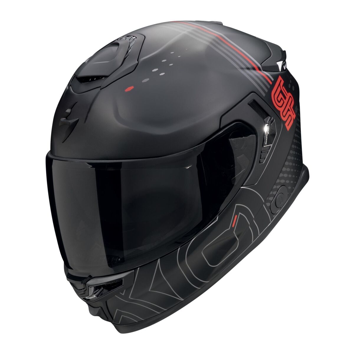 کلاه ایمنی موتورسیکلت Scorpion Apex GT-SP Air کربن Techlane تمام‌صورت مات مشکی / خاکستری / قرمز