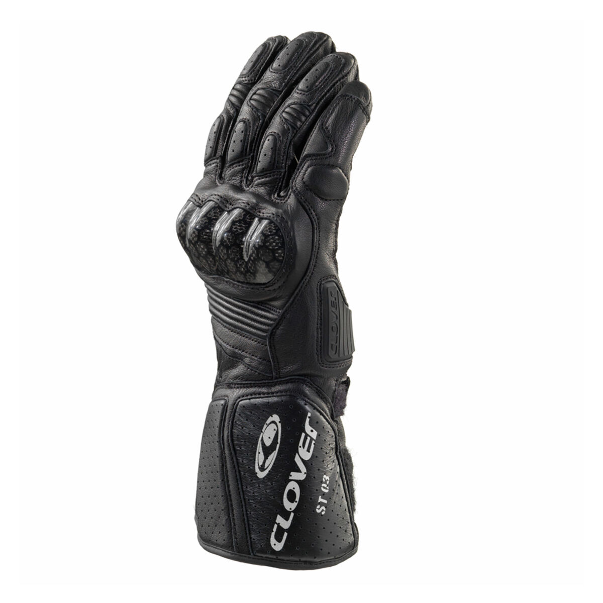 Clover ST-03 Protective Leather Motorcycle Glove Black