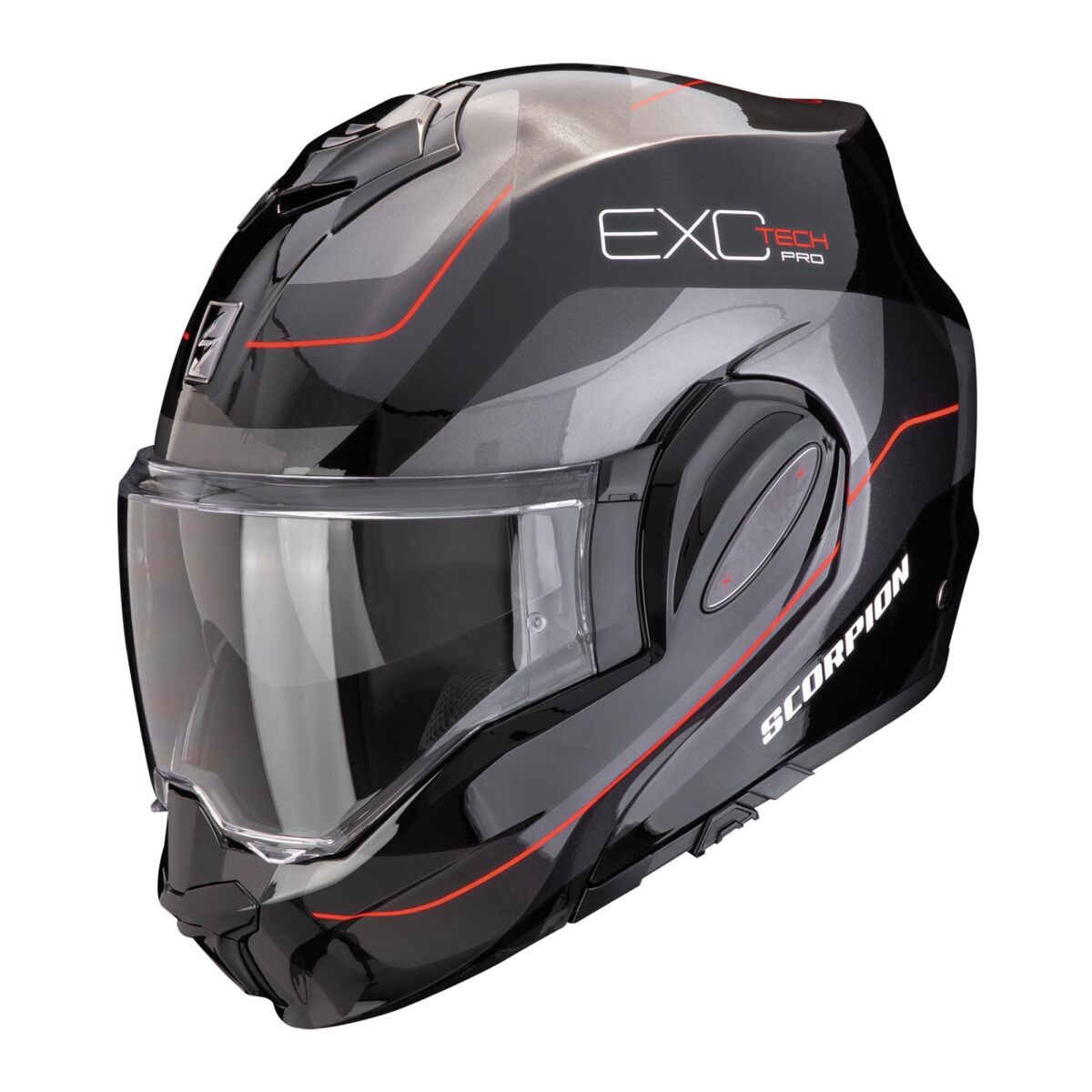 کلاه ایمنی موتورسیکلت Scorpion Exo-Tech Evo Pro Acuti فک بازشو موتورسیکلت خاکستری / مشکی / قرمز