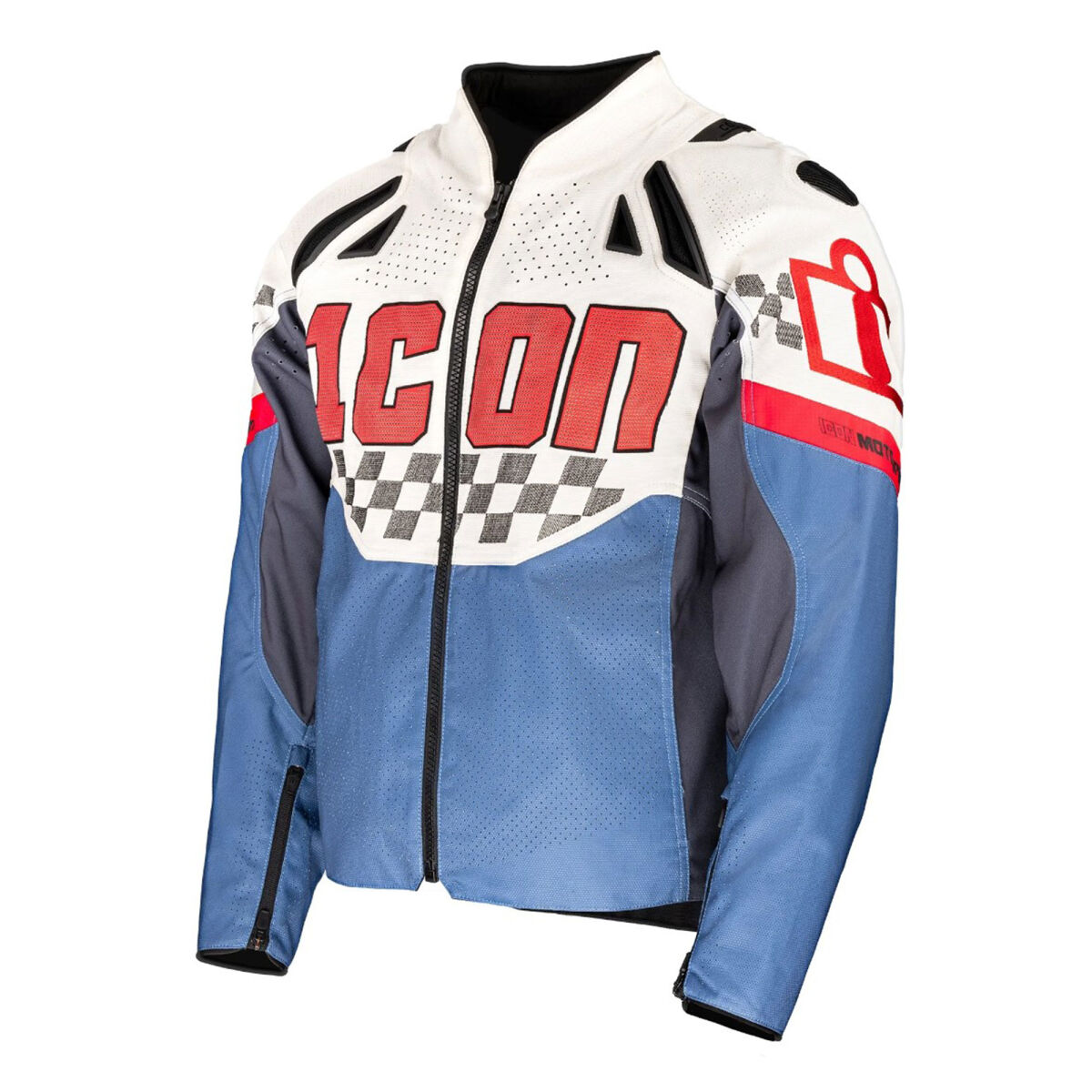 Icon Contra 3 Hero Protective Motorcycle Jacket White / Red / Blue