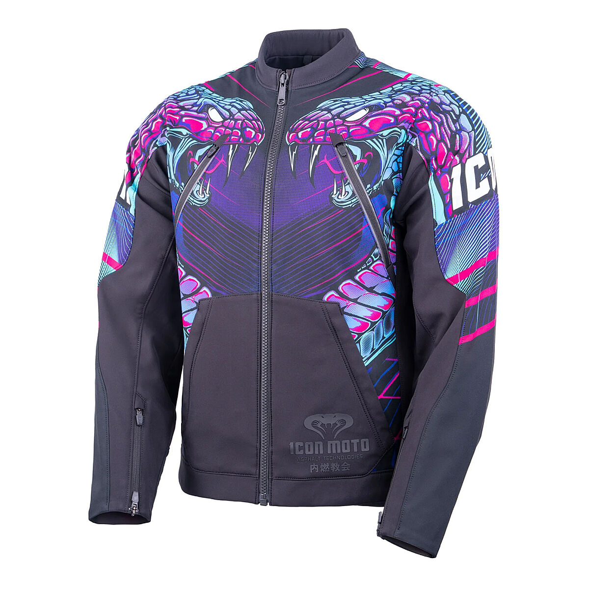 Icon Merc3 Lazer Cobra Protective Motorcycle Jacket Black / FuşYa