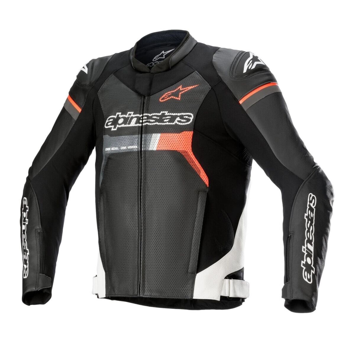 کاپشن موتورسیکلت GARAJJ Alpinestars GP Force Air چرمی محافظ‌دار مشکی / سفید / قرمز